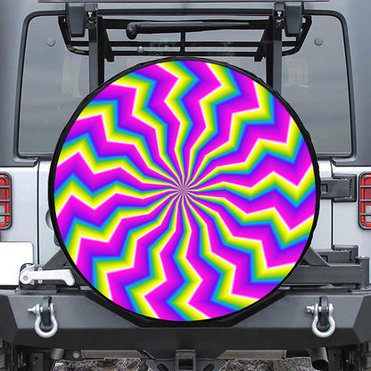 Green Dizzy Moving Optical Illusion Tire Cover