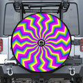 Green Dizzy Moving Optical Illusion Tire Cover With Camera Hole