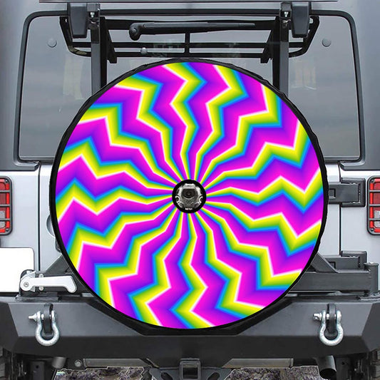 Green Dizzy Moving Optical Illusion Tire Cover With Camera Hole