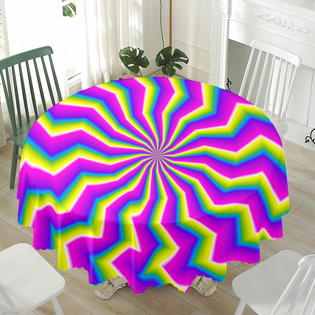 Green Dizzy Moving Optical Illusion Waterproof Round Tablecloth