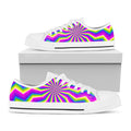 Green Dizzy Moving Optical Illusion White Low Top Sneakers