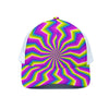 Green Dizzy Moving Optical Illusion White Mesh Trucker Cap