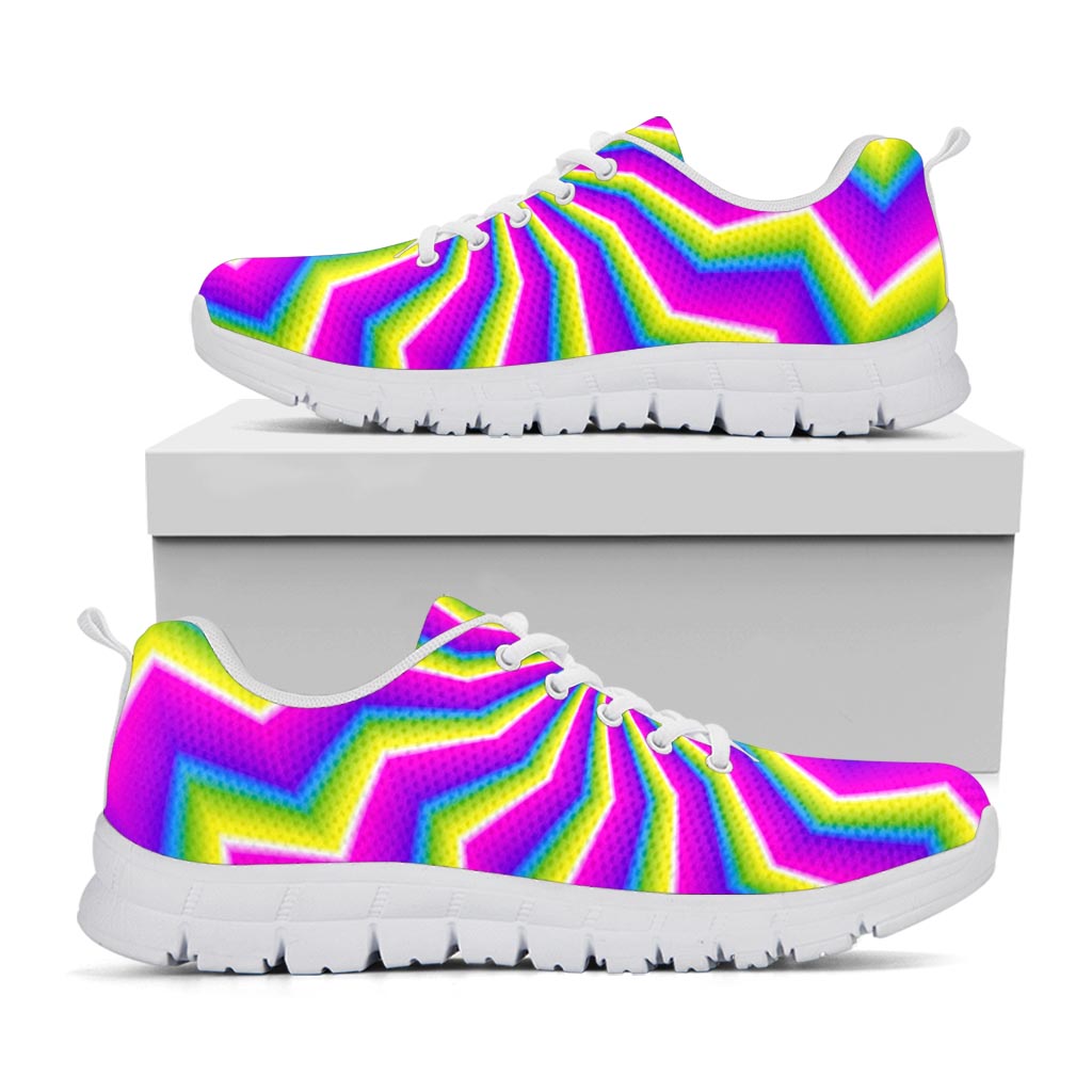 Green Dizzy Moving Optical Illusion White Running Shoes