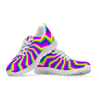 Green Dizzy Moving Optical Illusion White Running Shoes
