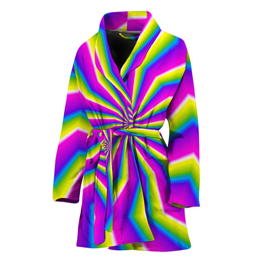 Green Dizzy Moving Optical Illusion Women's Bathrobe