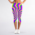 Green Dizzy Moving Optical Illusion Women's Capri Leggings