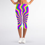 Green Dizzy Moving Optical Illusion Women's Capri Leggings