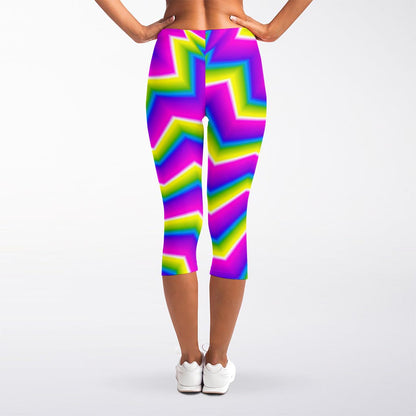 Green Dizzy Moving Optical Illusion Women's Capri Leggings