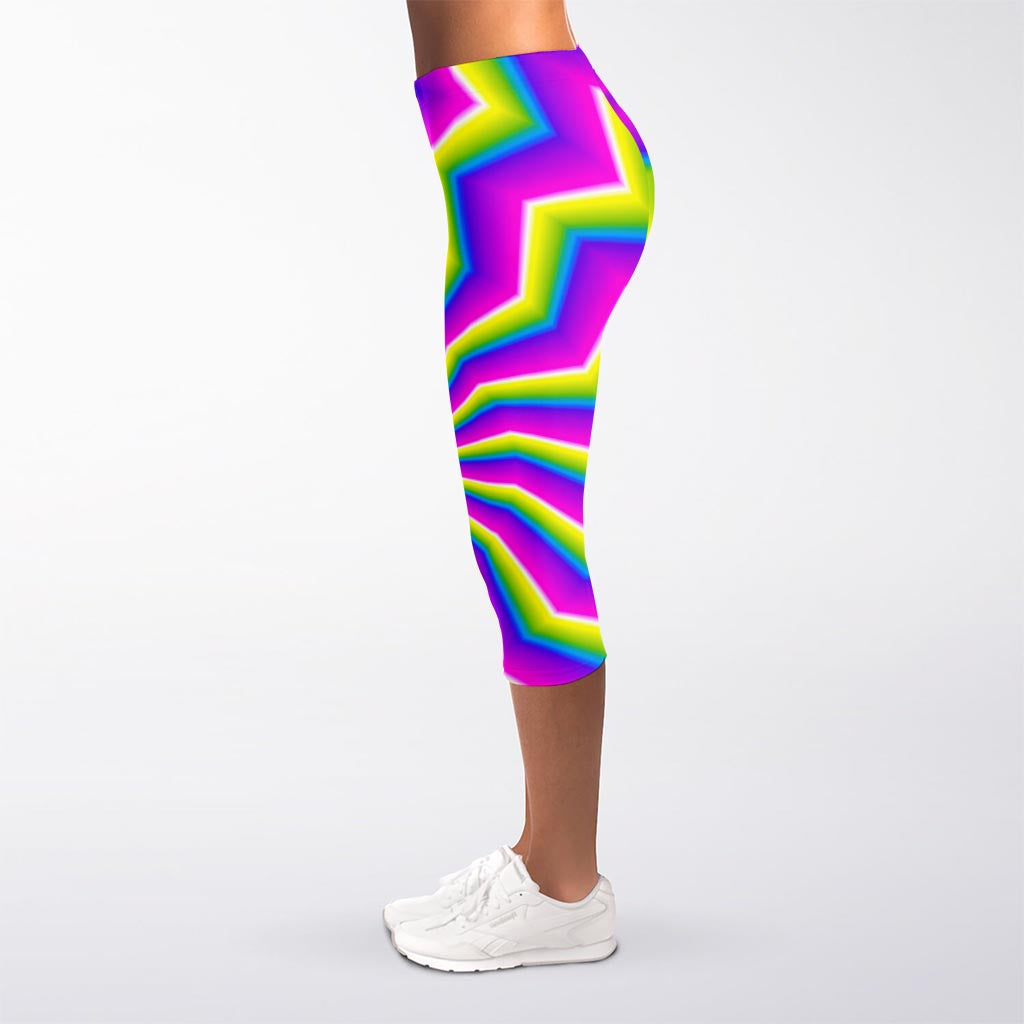 Green Dizzy Moving Optical Illusion Women's Capri Leggings