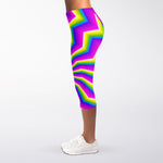 Green Dizzy Moving Optical Illusion Women's Capri Leggings