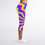 Green Dizzy Moving Optical Illusion Women's Capri Leggings