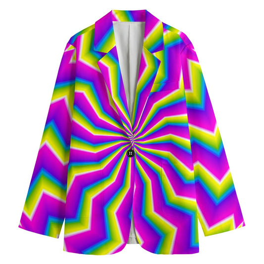 Green Dizzy Moving Optical Illusion Women's Cotton Blazer