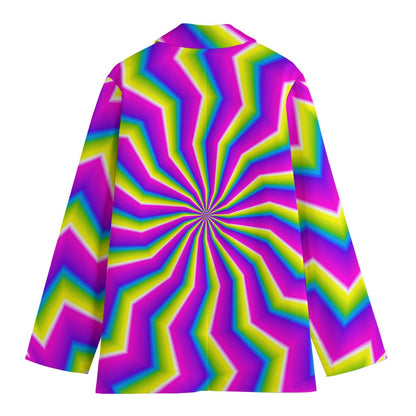 Green Dizzy Moving Optical Illusion Women's Cotton Blazer