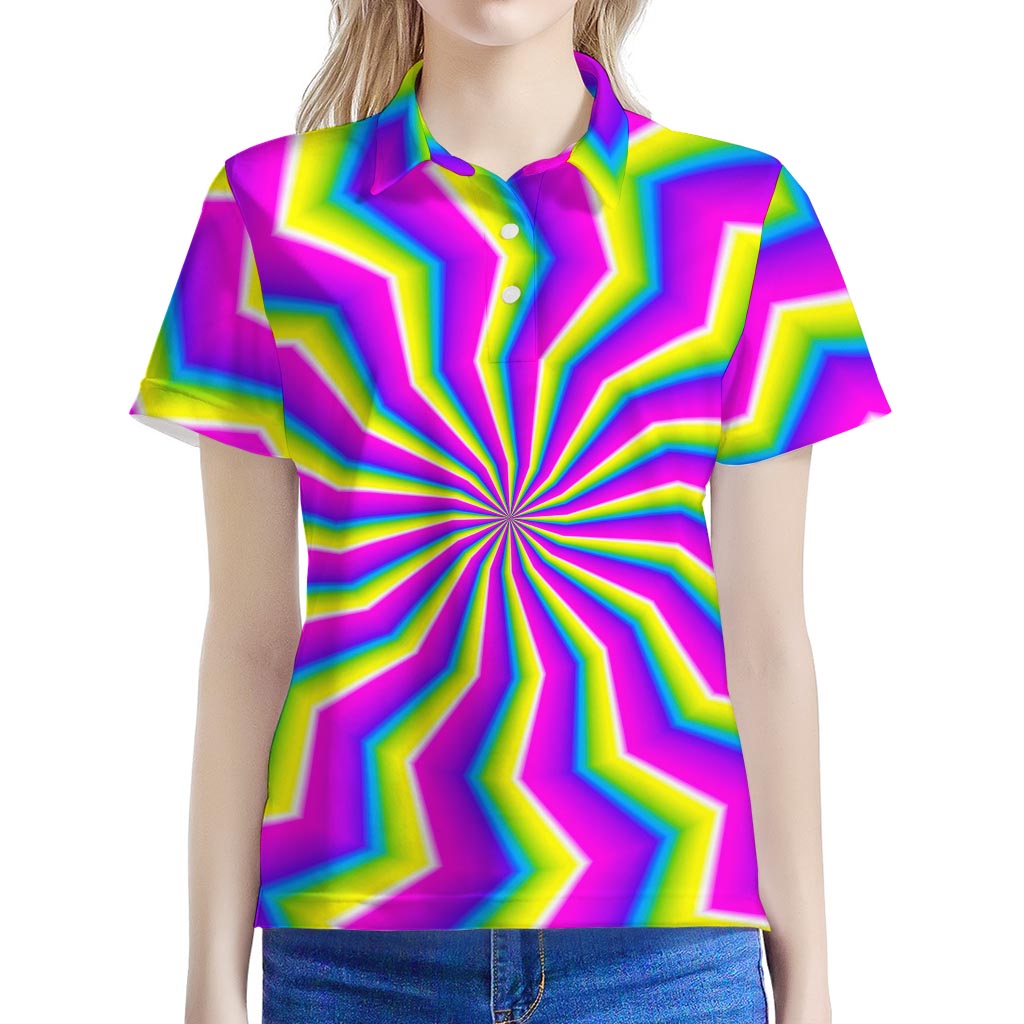 Green Dizzy Moving Optical Illusion Women's Polo Shirt