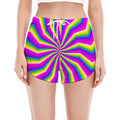 Green Dizzy Moving Optical Illusion Women's Split Running Shorts