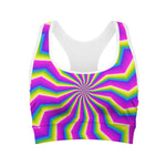 Green Dizzy Moving Optical Illusion Women's Sports Bra