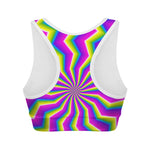 Green Dizzy Moving Optical Illusion Women's Sports Bra