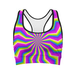 Green Dizzy Moving Optical Illusion Women's Sports Bra