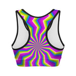 Green Dizzy Moving Optical Illusion Women's Sports Bra