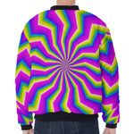 Green Dizzy Moving Optical Illusion Zip Sleeve Bomber Jacket