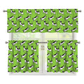 Green Doodle Bull Terrier Pattern Print 3 Piece Kitchen Curtains