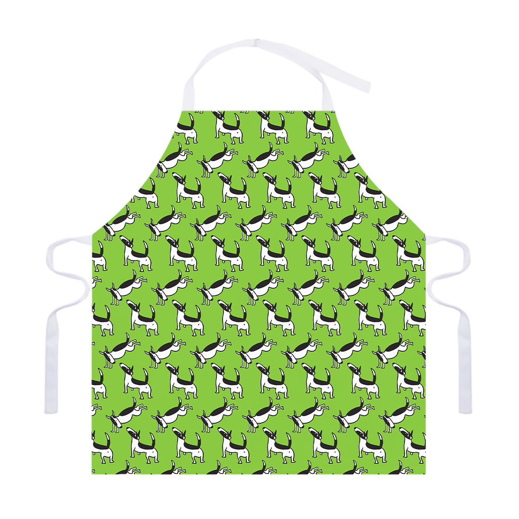 Green Doodle Bull Terrier Pattern Print Adjustable Apron