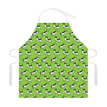Green Doodle Bull Terrier Pattern Print Adjustable Apron