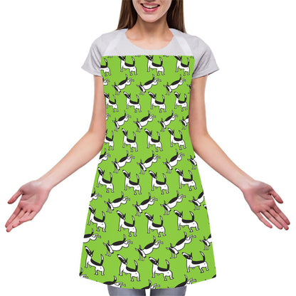 Green Doodle Bull Terrier Pattern Print Adjustable Apron