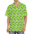 Green Doodle Bull Terrier Pattern Print Aloha Shirt