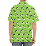 Green Doodle Bull Terrier Pattern Print Aloha Shirt