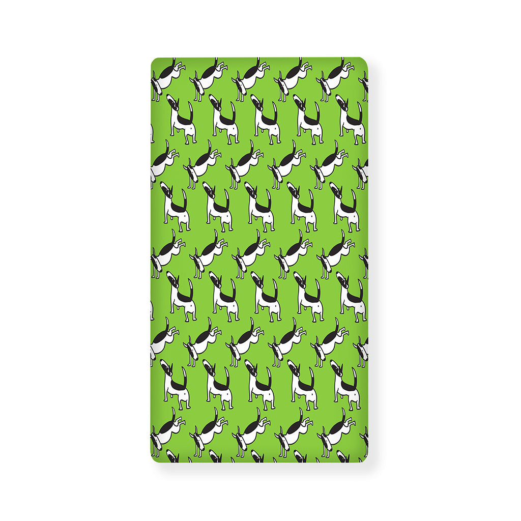 Green Doodle Bull Terrier Pattern Print Baby Crib Sheet