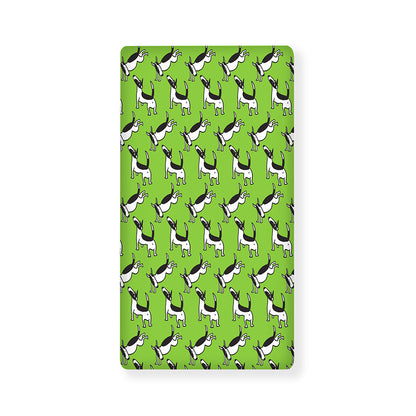 Green Doodle Bull Terrier Pattern Print Baby Crib Sheet