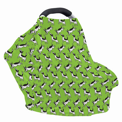 Green Doodle Bull Terrier Pattern Print Baby Seat Cover
