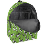 Green Doodle Bull Terrier Pattern Print Backpack