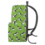Green Doodle Bull Terrier Pattern Print Backpack