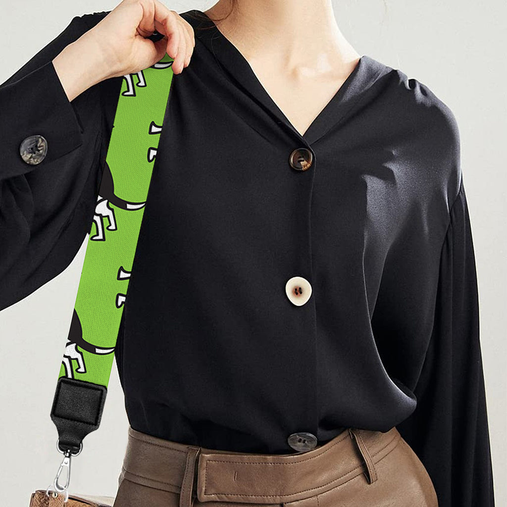 Green Doodle Bull Terrier Pattern Print Bag Strap