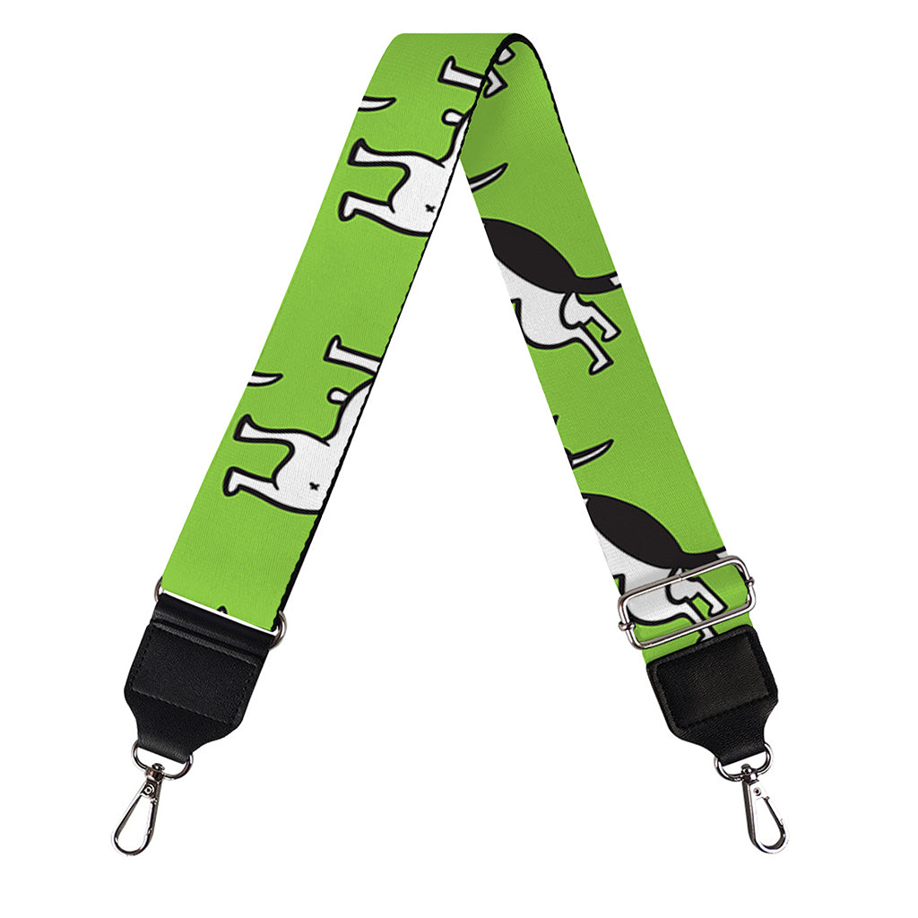Green Doodle Bull Terrier Pattern Print Bag Strap