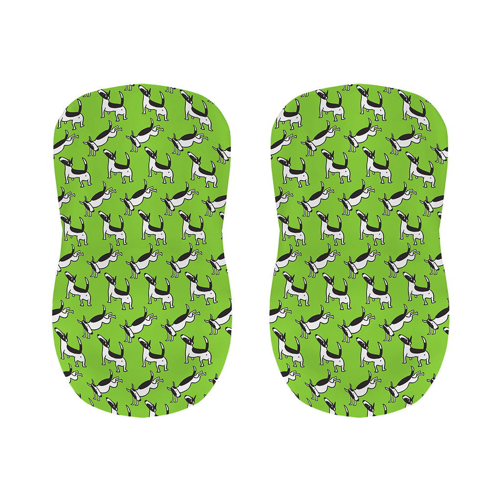 Green Doodle Bull Terrier Pattern Print Bar Stool Covers