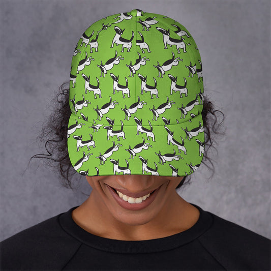 Green Doodle Bull Terrier Pattern Print Baseball Cap