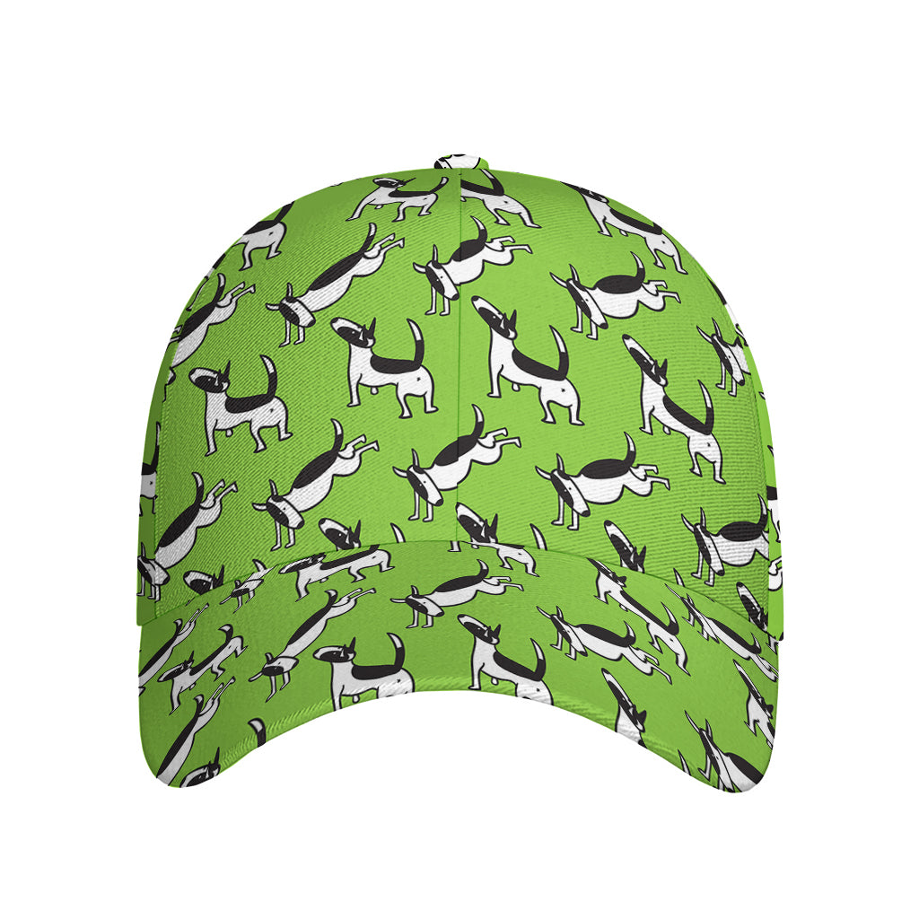 Green Doodle Bull Terrier Pattern Print Baseball Cap