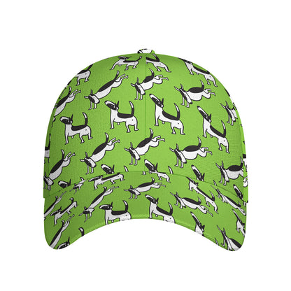 Green Doodle Bull Terrier Pattern Print Baseball Cap