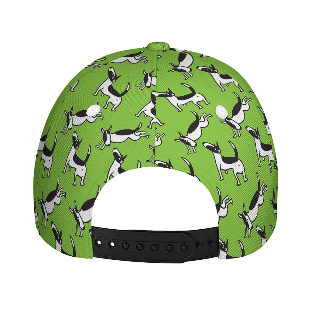 Green Doodle Bull Terrier Pattern Print Baseball Cap
