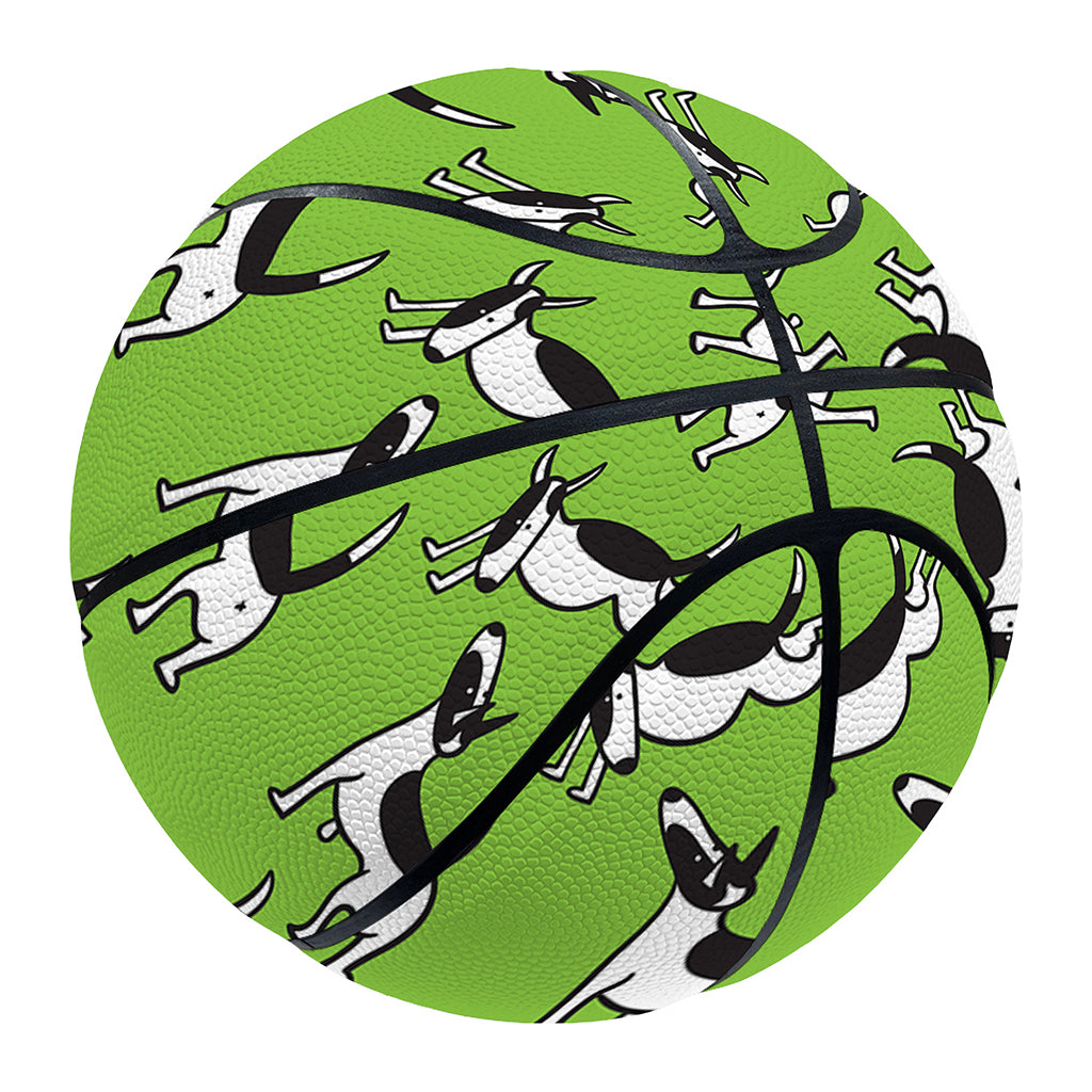 Green Doodle Bull Terrier Pattern Print Basketball