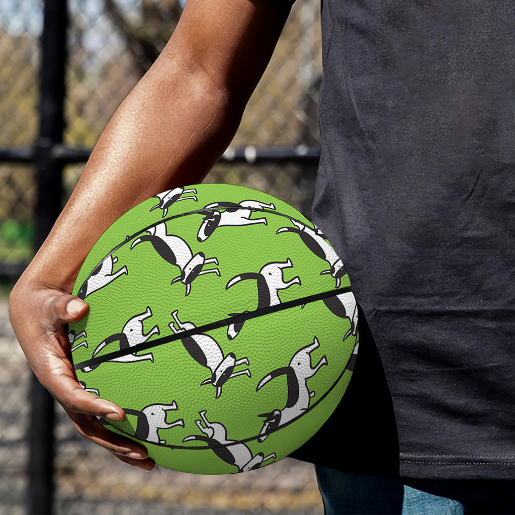 Green Doodle Bull Terrier Pattern Print Basketball