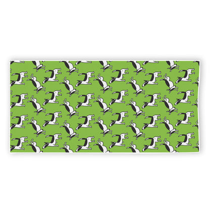 Green Doodle Bull Terrier Pattern Print Beach Towel