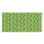 Green Doodle Bull Terrier Pattern Print Beach Towel