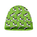 Green Doodle Bull Terrier Pattern Print Beanie
