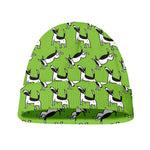 Green Doodle Bull Terrier Pattern Print Beanie