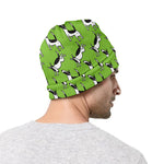 Green Doodle Bull Terrier Pattern Print Beanie