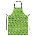 Green Doodle Bull Terrier Pattern Print Bib Apron With Pocket